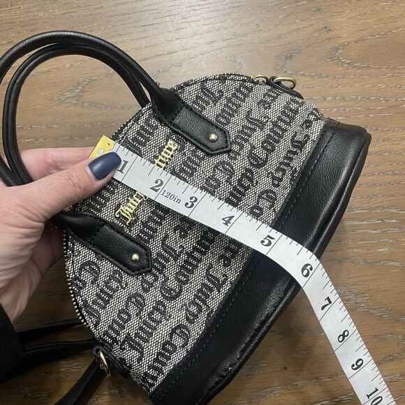 Juicy Couture Mini Crossbody Bag Top Zip Logo Monogram Half Chain Black‎ - Picture 9 of 13